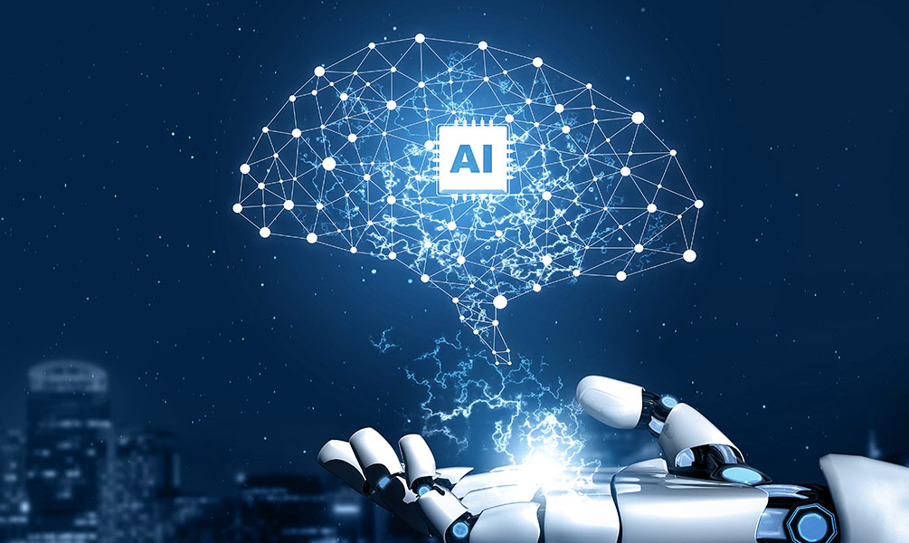 AI brain and robot hand
